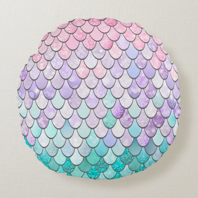 Almohada de sirena, Cojín decorativo redondo (Anverso)