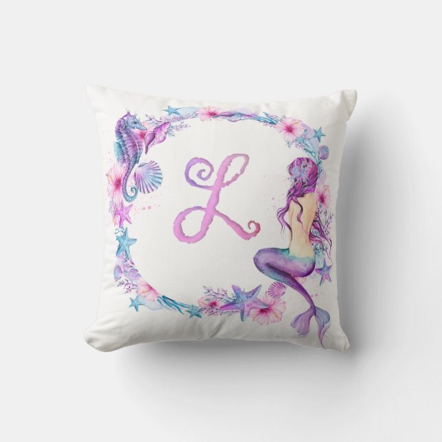 Almohada de sirena monograma - L (Anverso)