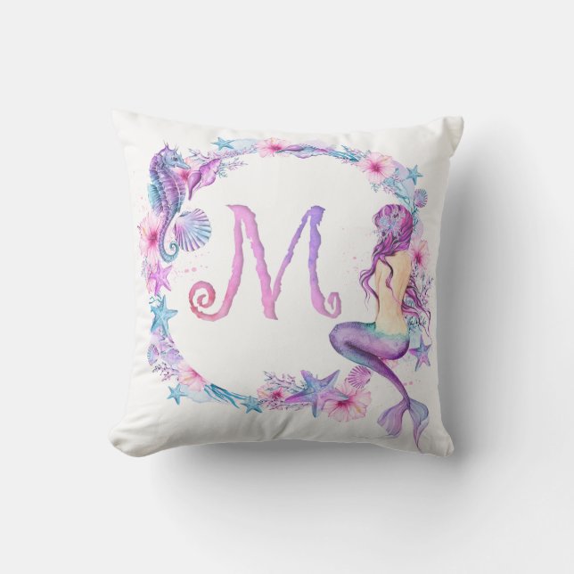 Almohada de sirena monograma - M (Anverso)