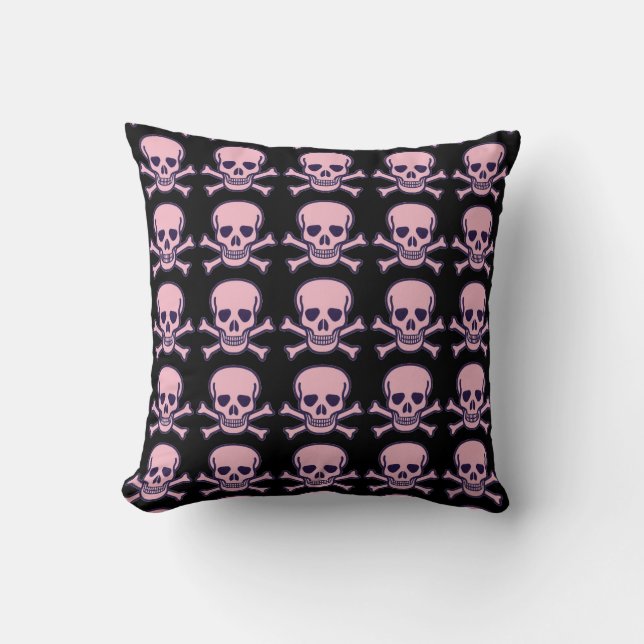 Almohada de Skull n Bones rosa negro (Anverso)