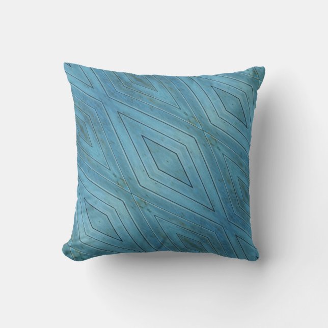 Almohada de sofá decorativo diagonal azul a rayas (Anverso)