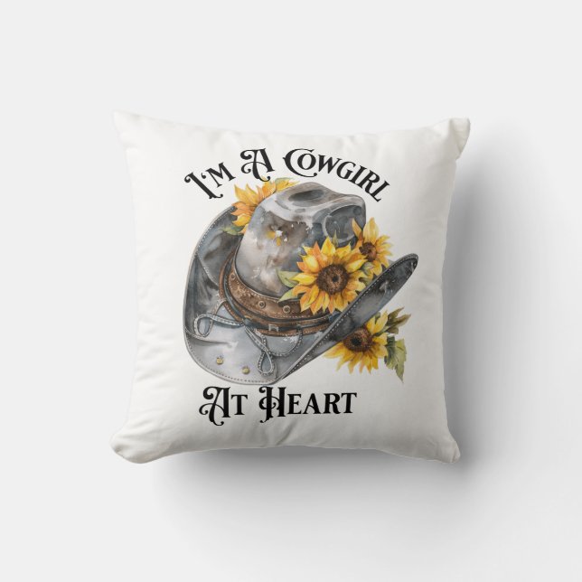 Almohada de sombrero vaquero, con girasoles (Anverso)
