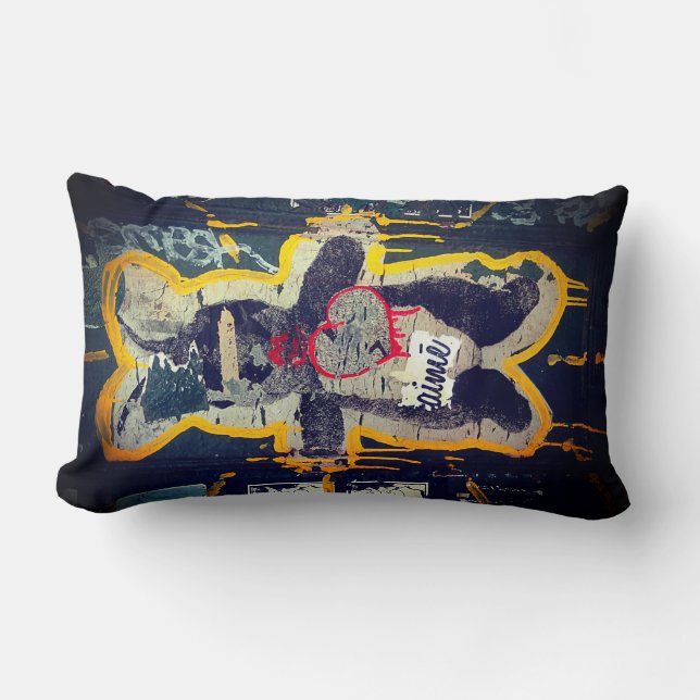 Almohada de Streetart del conejito de Je T'aime (Anverso)