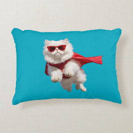 Almohada de superhéroe de gato persa blanco lindo 