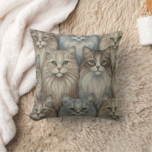 Almohada de tapiz de gato vintage