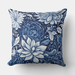 almohada de tapiz de pétalo índigo