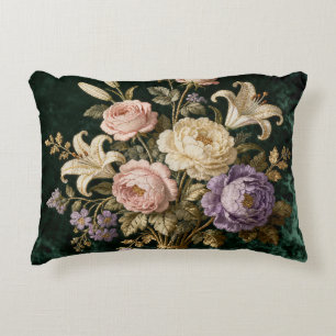 Almohada de Tapiz Estilo Antiguo Ramo de Rosas con