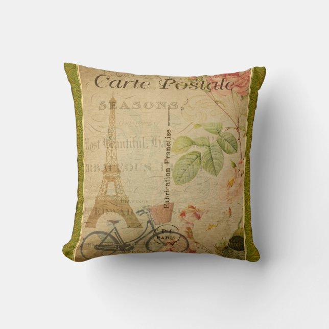 Almohada de Tarjeta Postal Francesa (Anverso)