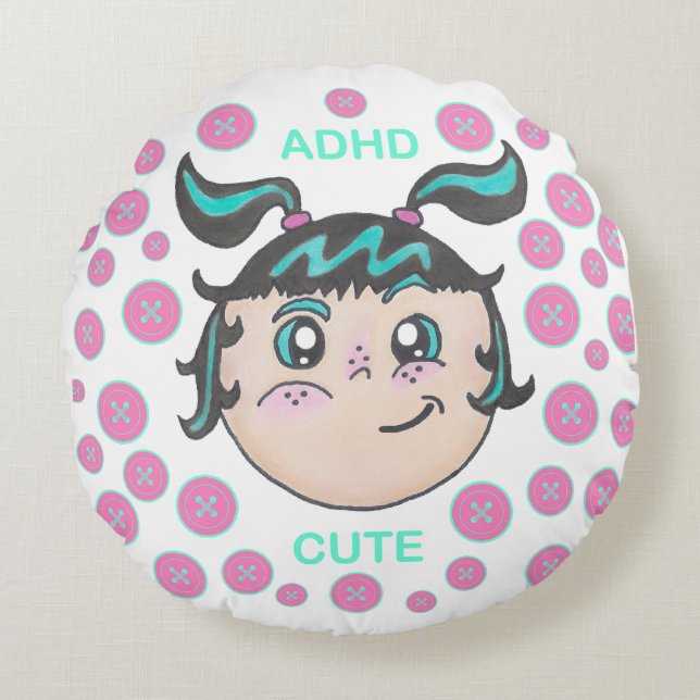 Almohada de TDAH con ilustración "TDAH Lindo" (Anverso)