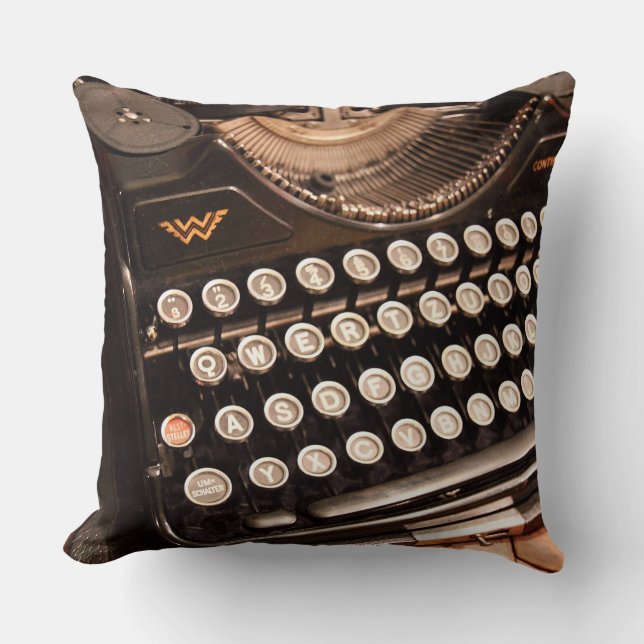 Almohada de Teclas de Máquina de Escribir Vintage (Anverso)