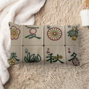 almohada de teja de flor de mahjong chino