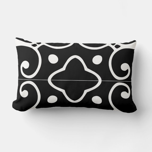 almohada de tejas negras y blancas en español (Anverso)