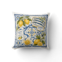 Almohada de Tejido de Baldosa de Limón Mediterráne