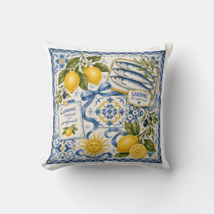 Almohada de Tejido de Baldosa de Limón Mediterráne