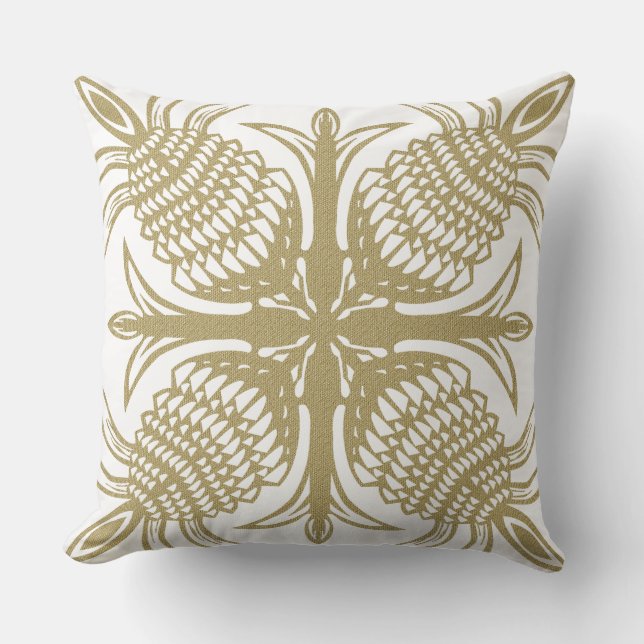 almohada de tejido hawaiano de piña estilo almohad (Anverso)