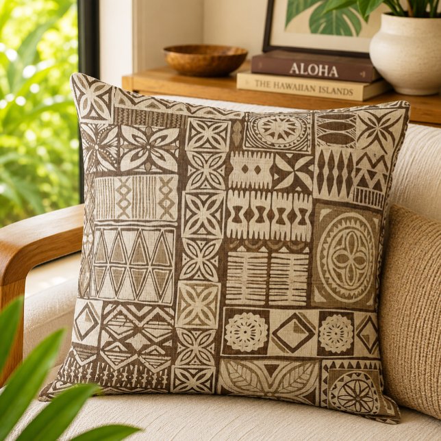 almohada de tela estampada hawaiana (Subido por el creador)