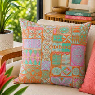 almohada de tela estampada hawaiana