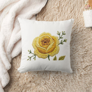 Almohada de Terciopelo con Bordado Falso de Rosa A