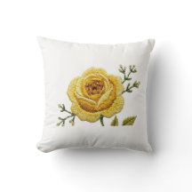 Almohada de Terciopelo con Bordado Falso de Rosa A