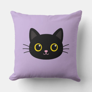 Almohada de Terciopelo con Cara de Gato Negro – Ga