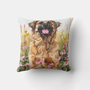 Almohada de Terciopelo de Acuarela de Leonberger