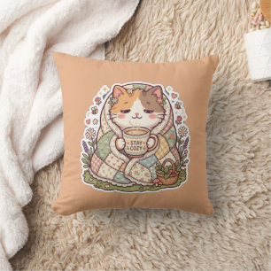 Almohada de Terciopelo de Gato Calico Bonito Cotta