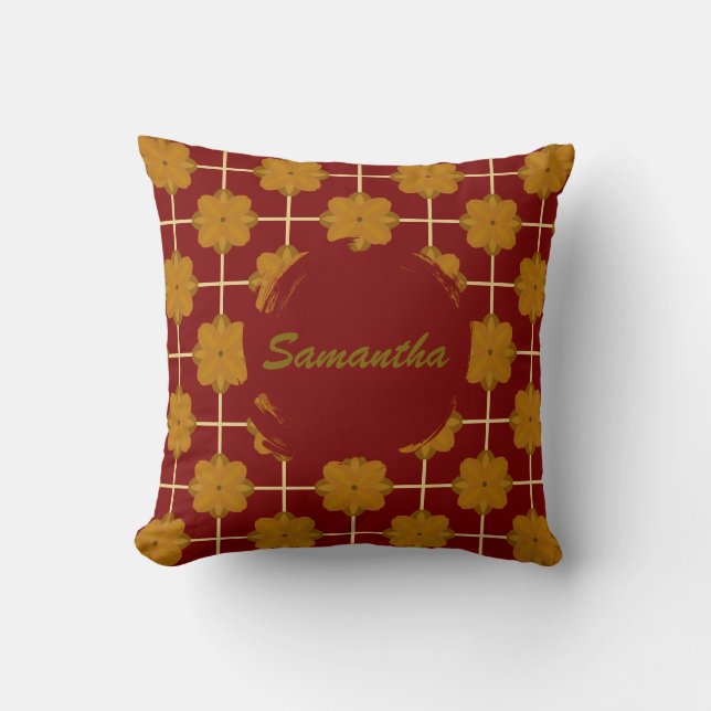 Almohada de Terciopelo Floral Retro Terra Bloom (Anverso)
