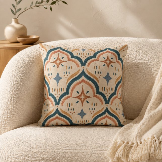 Almohada de Terracota y Teal Marroquí Boho (Subido por el creador)