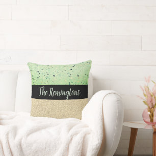 Almohada de Terrazzo Brillante con Apellido de Fam