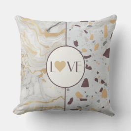 Almohada de Terrazzo-Mármol con Corazón de Oro Lov