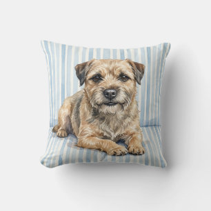 Almohada de Terrier de Frontera de Acuarela