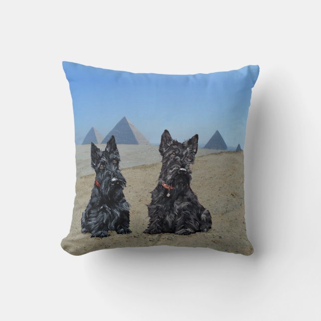 Almohada de Terriers Escoceses en Vacaciones (Anverso)