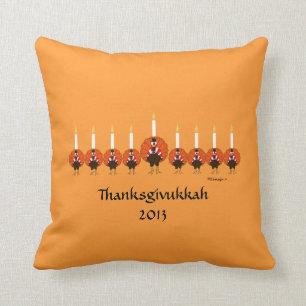 Almohada de Thanksgivukkah Turquía Menorah