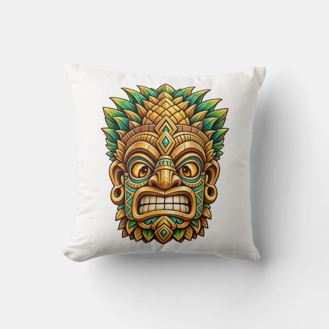 Almohada de Tiki de Hibisco Explosión de Sol (Anverso)