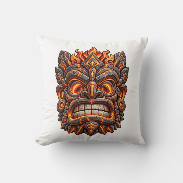 Almohada de Tiki Tallada con Brasa (Anverso)