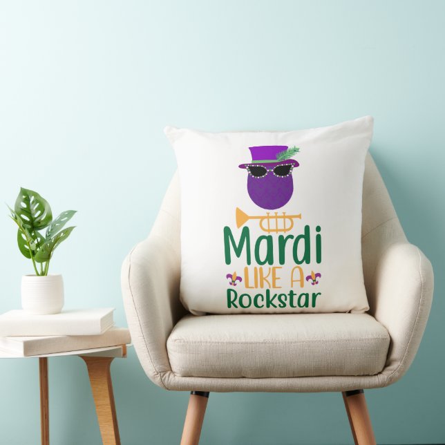 Almohada de tipografía Mardi Like A Rockstar (Silla)