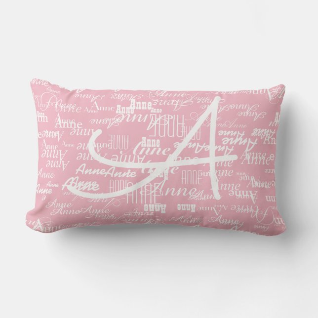 almohada de tipografía rosa para añadir nombre (Anverso)
