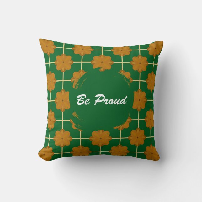 Almohada de Tirada de Baldosa Floral Retro Terra B (Anverso)