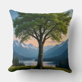 Almohada de tirar árbol, tierra verde, mar, cielo
