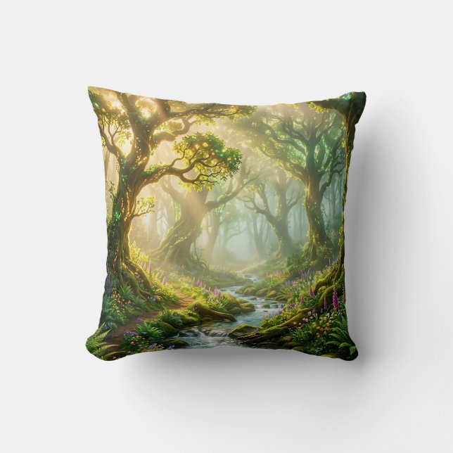 Almohada de Tirar Bosque Encantado Arroyo (Anverso)