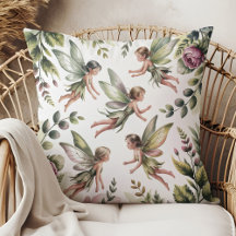 Almohada de tirar botánica Fairycore Verde Salvia