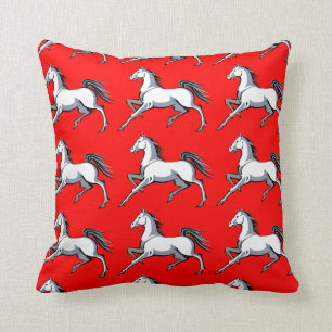 Almohada de tirar caballos blancos rojos