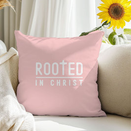 Almohada de tirar con cita cristiana en rosa rubor