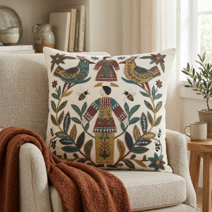 Almohada de tirar con elegantes motivos florales a
