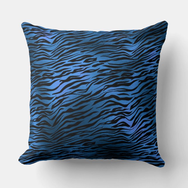 Almohada de tirar con estampado de tigre azul (Anverso)