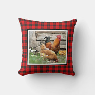 Almohada de tirar con gallinas / gallina y gallo d
