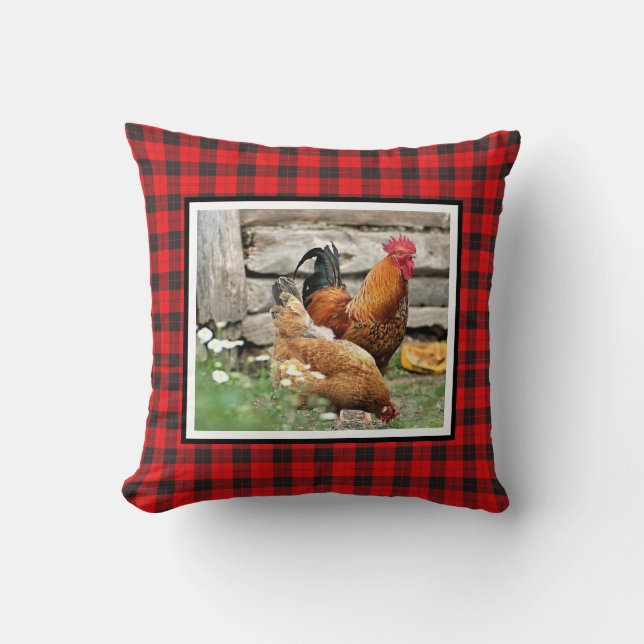 Almohada de tirar con gallinas / gallina y gallo d (Anverso)