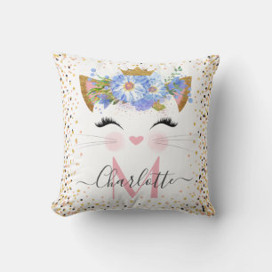Almohada de tirar con monograma de princesa gatita