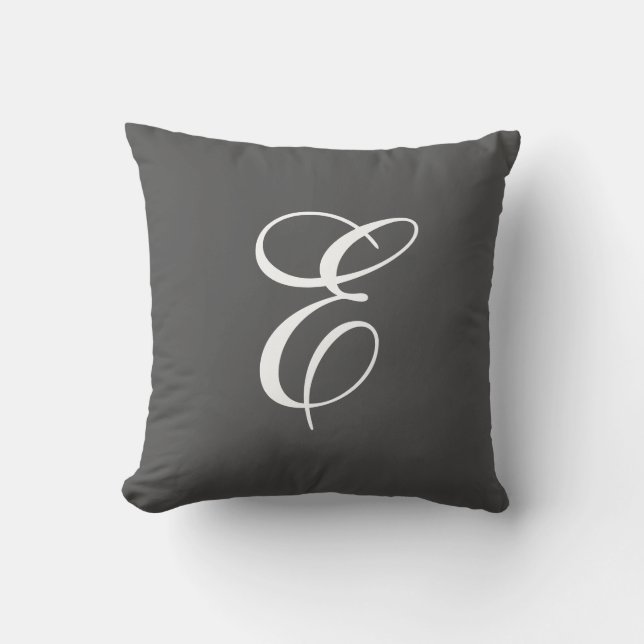 Almohada de tirar con monograma gris carbón y blan (Anverso)