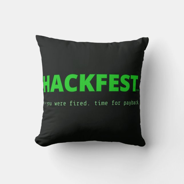 Almohada de tirar con pantalla de título de Hackfe (Anverso)